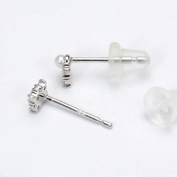 美品♡神秘的な輝き♡華真珠♡ダイヤモンドカット♡プラチナ♡パールピアス ピアス プラチナ900 本真珠 アコヤパール7mm～7.5mm (6月誕生石