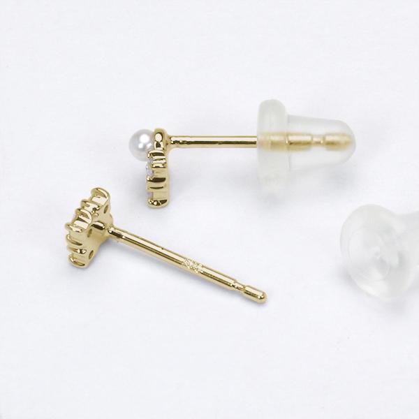 ピアス パールピアス パール 真珠 ダイヤモンド ダイヤピアス ダイヤ スタッドピアス k18 18k 18金 イエローゴールド 送料無料 プレゼント ギフト puの画像