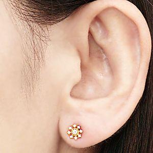 雪の結晶 ピアス ダイヤモンド k18 ゴールド スタッドピアス 0.12ct