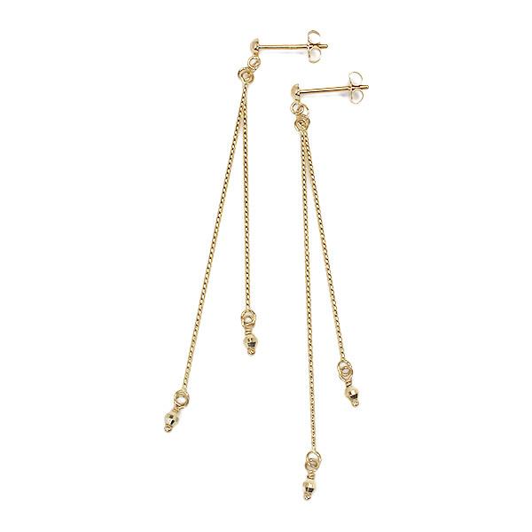 K10 10金 YG イエローゴールド ロング チェーン ピアス 地金 ピアス レディース チェーンピアス ロングピアス 揺れる イエロー