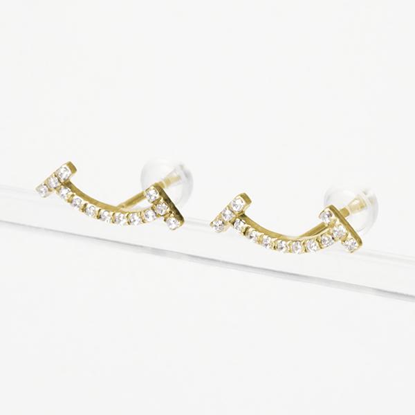 ダイヤモンド ピアス スマイルピアス ダイヤピアス スタッド イエローゴールド k18 18k 18金 0.13ct レディース 送料無料 人気 カジュアル 普段使い puの画像