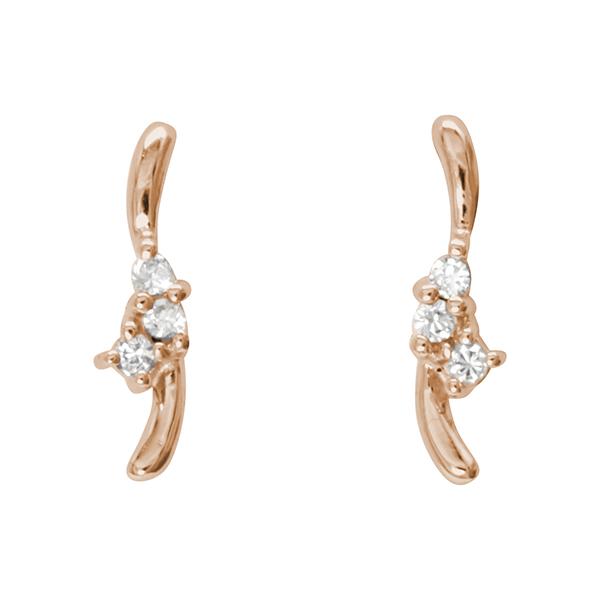 ダイヤピアス ダイヤモンド ピアス スタッドピアス ピンクゴールド k18 18k 18金 0.04ct 送料無料 カジュアル 普段使い レディースの画像