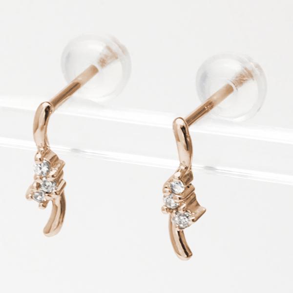 ダイヤピアス ダイヤモンド ピアス スタッドピアス ピンクゴールド k18 18k 18金 0.04ct 送料無料 カジュアル 普段使い レディースの画像