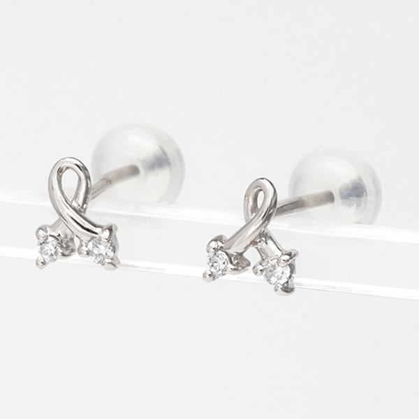ダイヤピアス ダイヤモンド ピアス スタッドピアス ホワイトゴールド k10 10k 10金 0.04ct レディース 送料無料 カジュアル 普段使い puの画像