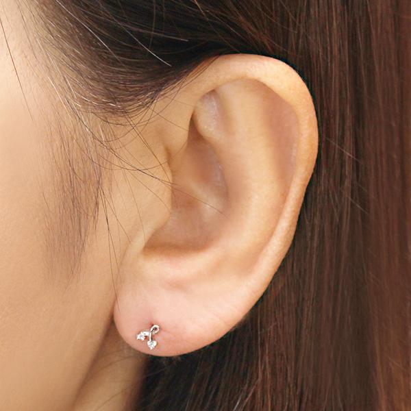 ダイヤピアス ダイヤモンド ピアス スタッドピアス ホワイトゴールド k10 10k 10金 0.04ct レディース 送料無料 カジュアル 普段使い puの画像