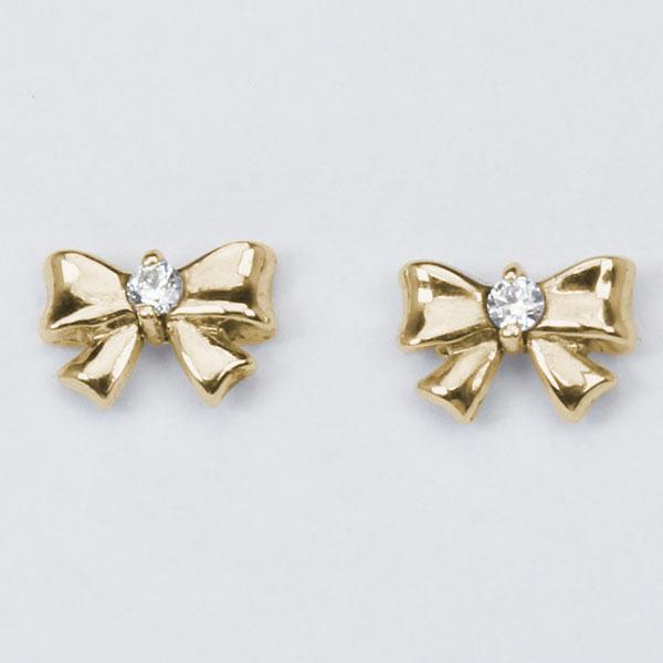 ダイヤモンド ピアス リボンピアス ダイヤピアス スタッドピアス リボン k18 18k 18金 イエローゴールド ペア 送料無料 レディース プレゼント 自分買い puの画像