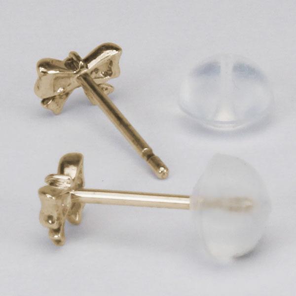 ダイヤモンド ピアス リボンピアス ダイヤピアス スタッドピアス リボン k18 18k 18金 イエローゴールド ペア 送料無料 レディース プレゼント 自分買い puの画像