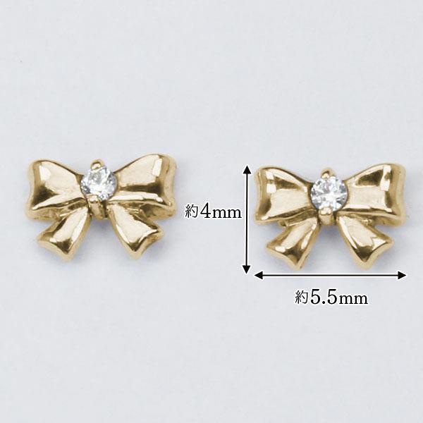 ダイヤモンド ピアス リボンピアス ダイヤピアス スタッドピアス リボン k18 18k 18金 イエローゴールド ペア 送料無料 レディース プレゼント 自分買い puの画像