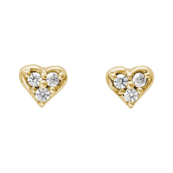 ハートピアス ダイヤモンド ピアス ハート ダイヤ 0.06ct スタッドピアス イエローゴールド k18 18k 18金 レディース 送料無料 カジュアル 普段使いの画像