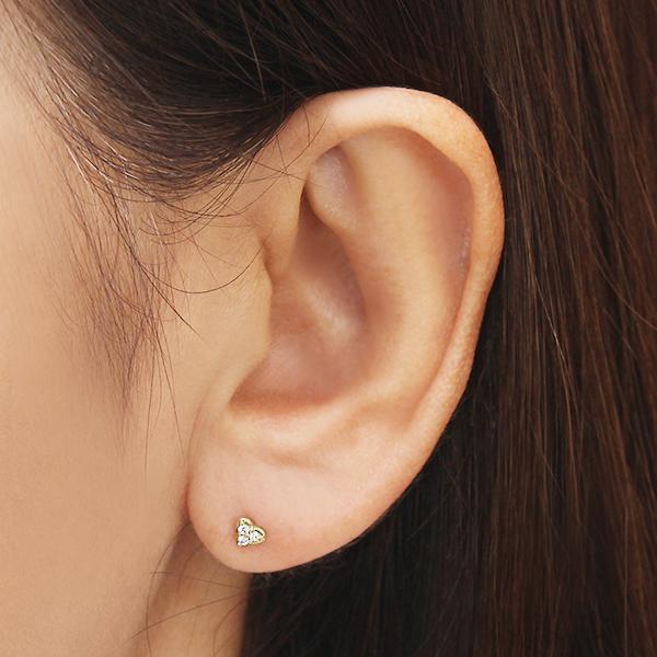 ハートピアス ダイヤモンド ピアス ハート ダイヤ 0.06ct スタッドピアス イエローゴールド k18 18k 18金 レディース 送料無料 カジュアル 普段使いの画像