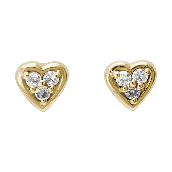 ハートピアス ダイヤモンド ピアス ハート ダイヤ 0.04ct スタッドピアス イエローゴールド k18 18k 18金 レディース 送料無料 カジュアル 普段使い puの画像