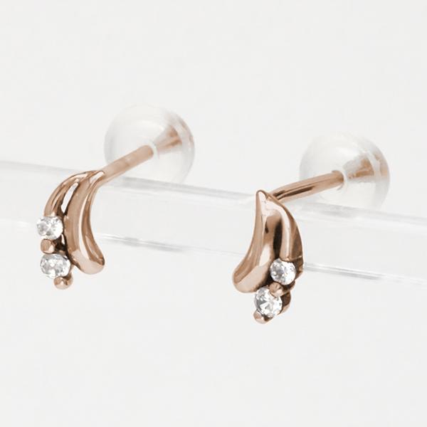 ダイヤピアス ダイヤモンド ピアス スタッドピアス ピンクゴールド k18 18k 18金 0.04ct 送料無料 カジュアル 普段使い レディースの画像