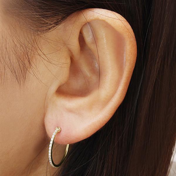 ピアス フープピアス ダイヤモンドフープピアス シンプル k10 10k 10金 