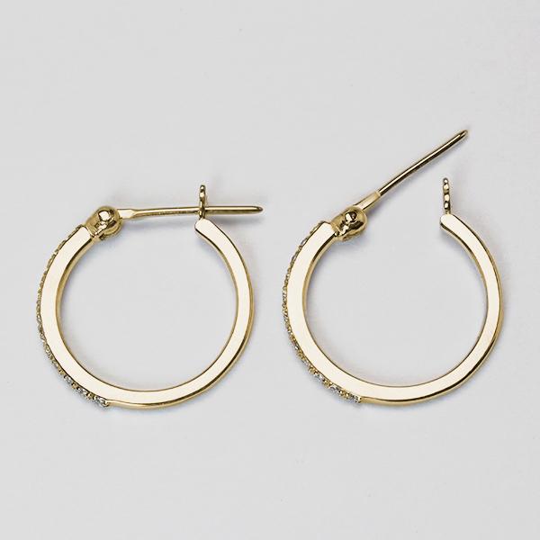 ピアス フープピアス ダイヤモンドフープピアス シンプル k18 18k 18金 イエローゴールド レディース ペア 送料無料 カジュアル 普段使い puの画像