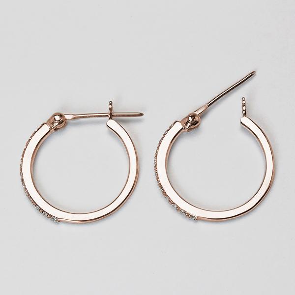 ピアス フープピアス ダイヤモンドフープピアス シンプル k18 18k 18金 ピンクゴールド レディース ペア 送料無料 カジュアル 普段使い puの画像