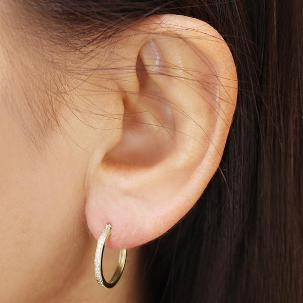 ピアス フープピアス ダイヤモンドフープピアス シンプル k10 10k 10金
