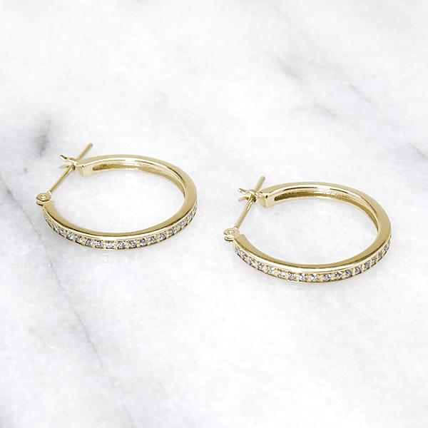 フープピアス　2mm×10mm　シンプル地金ピアスK10YG ピアス フープピアス ダイヤモンドフープピアス シンプル k10 10k 10金