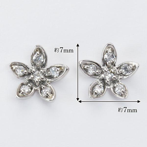 ピアス ダイヤピアス ダイヤモンド ダイヤ スタッドピアス フラワー 花 18金 k18 18k ホワイトゴールド ペア レディース 送料無料 プレゼント ギフト puの画像