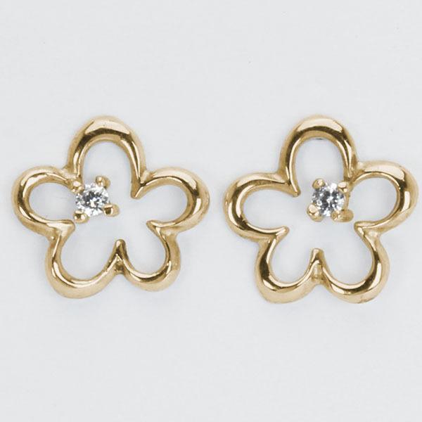ピアス ダイヤピアス ダイヤモンド ダイヤ スタッドピアス フラワー 花 18金 k18 18k イエローゴールド ペア レディース 送料無料 プレゼント ギフトの画像