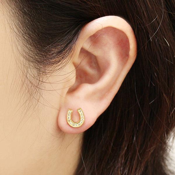 ピアス ダイヤモンド ダイヤ スタッドピアス ホースシューピアス 馬蹄