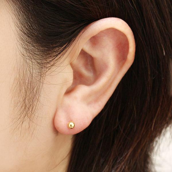 (B100310)K18 YG 丸玉スタッドピアス ボール 18金 レディース ピアス 丸玉 ボールピアス スタッドピアス 18金 k18 18k