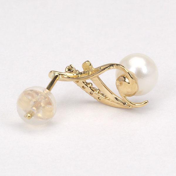 ピアス パール 真珠 アコヤ 本真珠 ダイヤモンド ダイヤ スタッドピアス 18金 k18 18k イエローゴールド ペア レディース 送料無料 プレゼント 自分買い puの画像