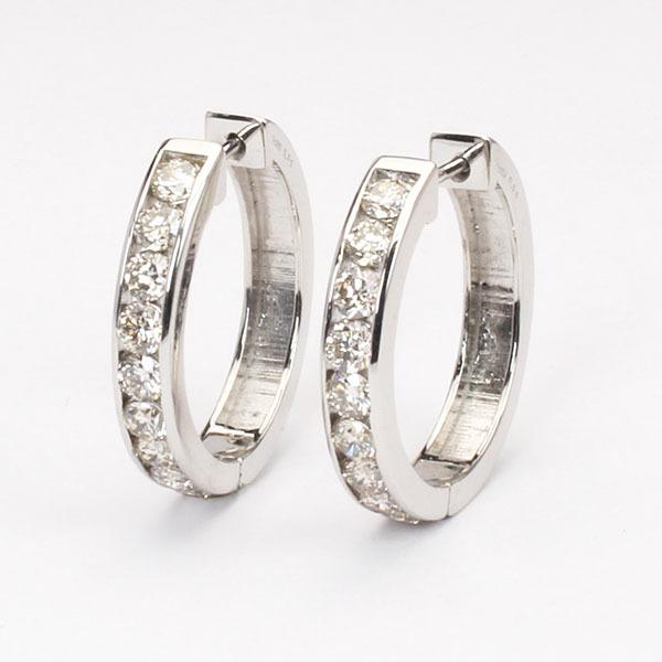 ピアス ダイヤモンド ダイヤ フープピアス プラチナt950