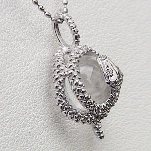 水晶 ネックレス スネーク 蛇 ネックレス k18 ホワイトゴールド ヘビ 送料無料 人気 プレゼント ギフト ご褒美 自分買い puの画像