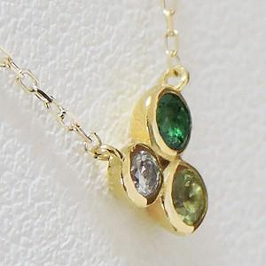 ネックレス エメラルド ペリドット ダイヤモンド 0.03ct 18金 k18 イエローゴールド チェーン ネックレス 5月誕生石 無料 送料無料 プレゼント 自分買い puの画像