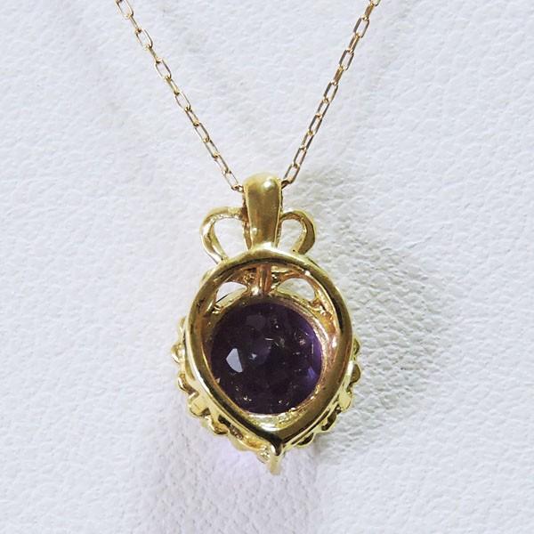 ネックレス レディース アメジスト ペンダント ダイヤモンド k18 イエローゴールド 0.01ct 保証書付 送料無料 プレゼント ギフト ご褒美 自分買い puの画像