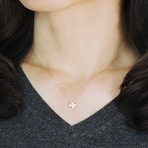 ペンダント ネックレス ダイヤモンド ペンダントネックレス 0.05ct k18 ゴールド チェーン付 クローバー 4月誕生石 送料無料 プレゼント ご褒美 自分買い puの画像