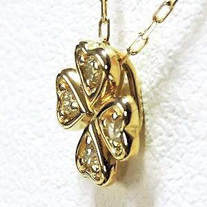ペンダント ネックレス ダイヤモンド ペンダントネックレス 0.05ct k18 ゴールド チェーン付 クローバー 4月誕生石 送料無料 プレゼント ご褒美 自分買い puの画像