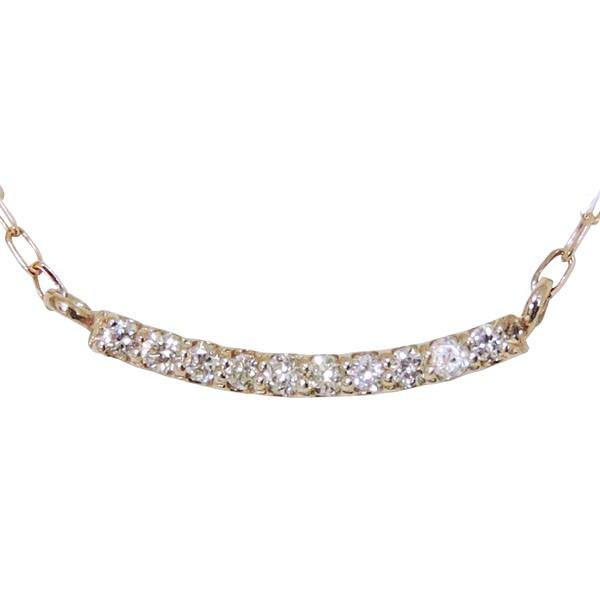 ペンダントネックレス カーブラインネックレス ダイヤモンド k18