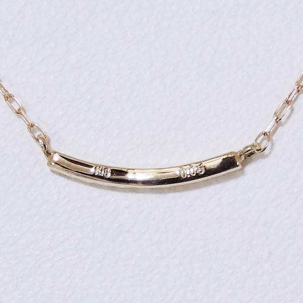 ペンダントネックレス カーブラインネックレス ダイヤモンド k18