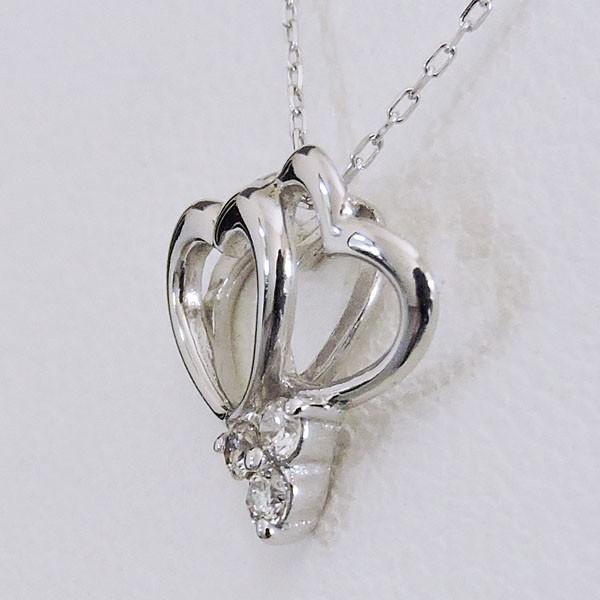 ダイヤモンド ペンダントネックレス k18 ホワイトゴールド 0.06ct Wハート型 可愛い レディース ダイヤ保証書付 送料無料 プレゼント ギフト puの画像