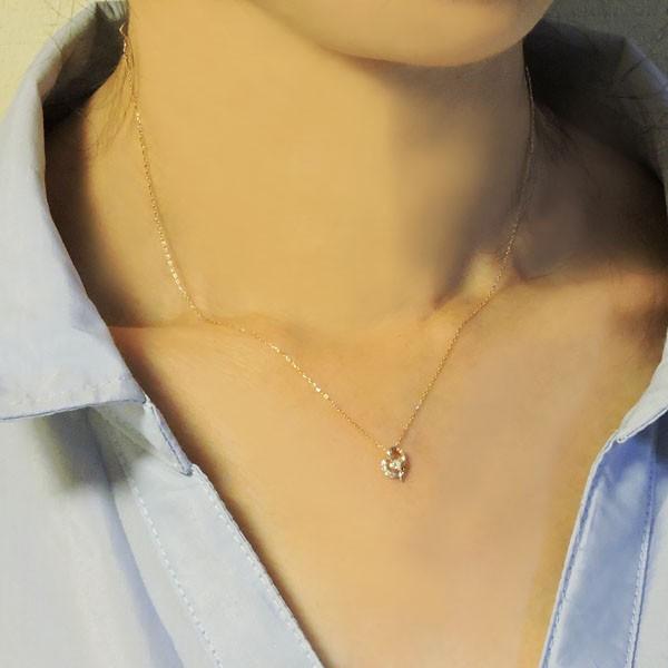 ペンダントネックレス ダイヤモンド 0.05ct k18 ピンクゴールド ハート