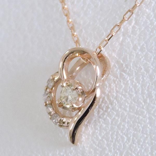 ペンダントネックレス ダイヤモンド 0.05ct k18 ピンクゴールド ハート