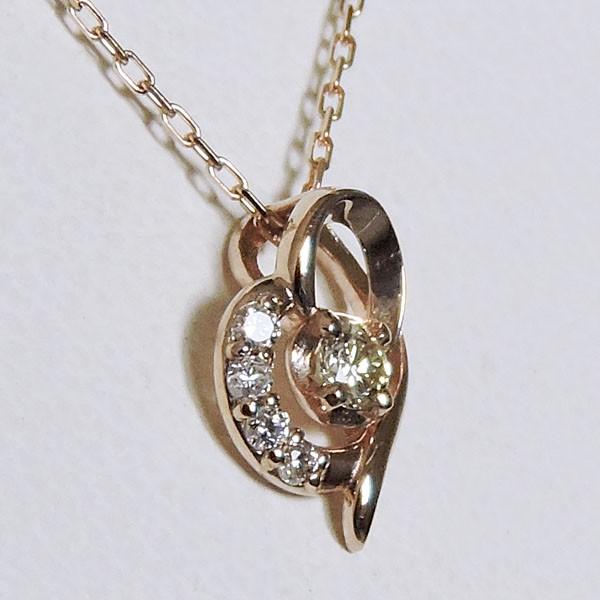 ペンダントネックレス ダイヤモンド 0.05ct k18 ピンクゴールド ハート