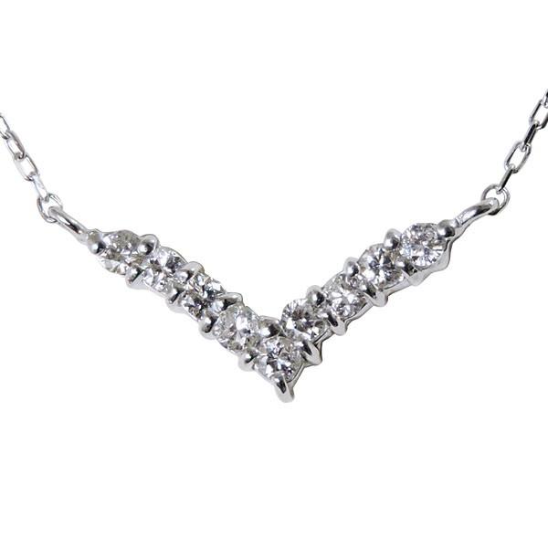 ダイヤモンド ペンダントネックレス 2019 k18 ホワイトゴールド 0.10ct ハートライン V字 可愛い レディース ダイヤ 送料無料 プレゼント ギフト 自分買い puの画像