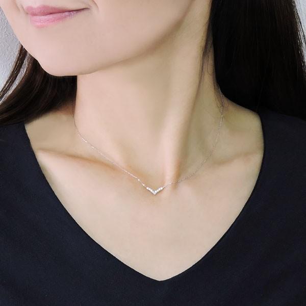 ダイヤモンド ペンダントネックレス 2019 k18 ホワイトゴールド 0.10ct ハートライン V字 可愛い レディース ダイヤ 送料無料 プレゼント ギフト 自分買い puの画像