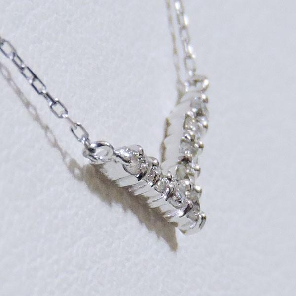 ダイヤモンド ペンダントネックレス 2019 k18 ホワイトゴールド 0.10ct ハートライン V字 可愛い レディース ダイヤ 送料無料 プレゼント ギフト 自分買い puの画像