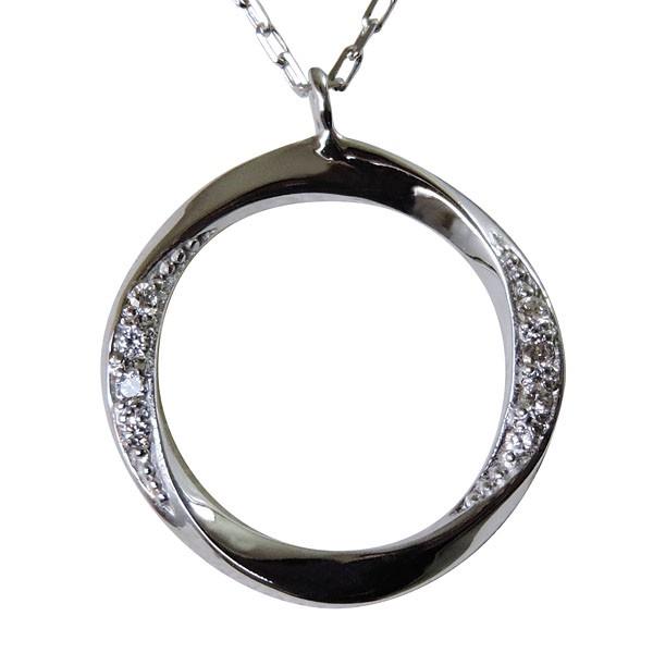 ダイヤモンド ペンダントネックレス 2019 k18 ホワイトゴールド 0.04ct サークル 円型 インフィニティ 可愛い ダイヤ 送料無料 プレゼント ギフト puの画像