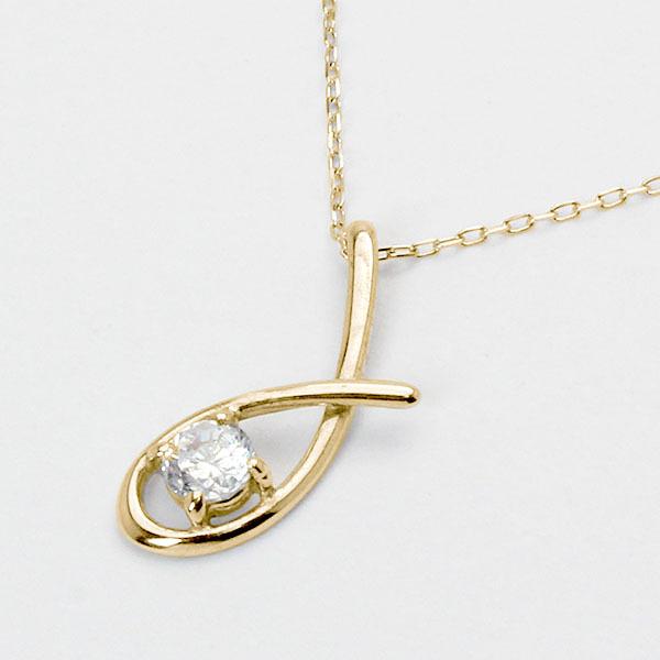 ダイヤモンド ネックレス ダイヤ ダイヤネックレス 一粒 18金 k18 18k イエローゴールド レディース 送料無料 4月誕生石 プレゼント 自分買い puの画像