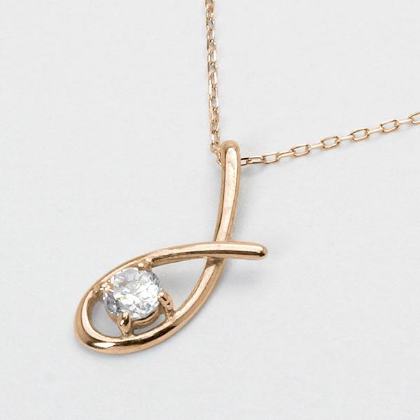 ダイヤモンド ネックレス ダイヤ ダイヤネックレス 一粒 18金 k18 18k ピンクゴールド レディース 送料無料 4月誕生石 プレゼント 自分買い puの画像