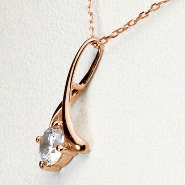ダイヤモンド ネックレス ダイヤ ダイヤネックレス 一粒 18金 k18 18k ピンクゴールド レディース 送料無料 4月誕生石 プレゼント 自分買い puの画像