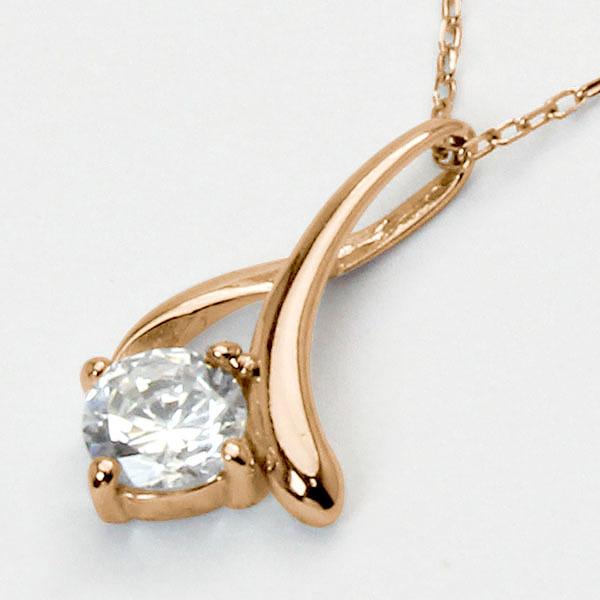 ダイヤモンド ネックレス ダイヤ ダイヤネックレス 一粒 18金 k18 18k ピンクゴールド レディース 送料無料 4月誕生石 プレゼント 自分買い puの画像