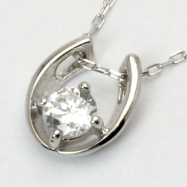 ダイヤモンド ホースシュー 馬蹄 ネックレス ネックレス k18 18k 18金 ホワイトゴールド レディース 送料無料 4月誕生石 プレゼント 自分買い puの画像