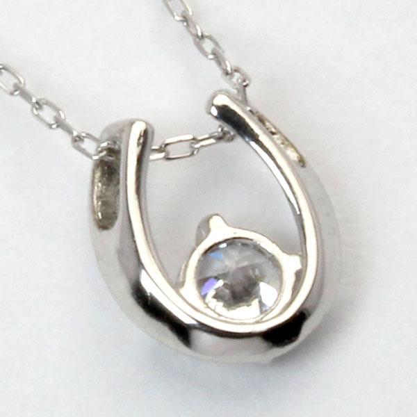 ダイヤモンド ホースシュー 馬蹄 ネックレス ネックレス k18 18k 18金 ホワイトゴールド レディース 送料無料 4月誕生石 プレゼント 自分買い puの画像