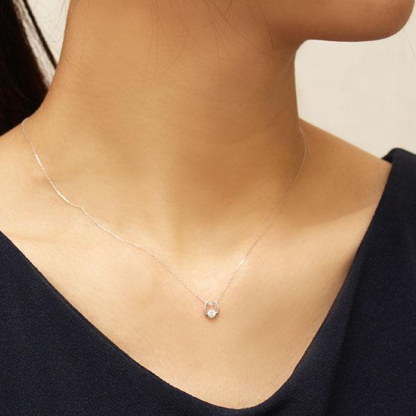 ダイヤモンド ホースシュー 馬蹄 ネックレス ネックレス k18 18k 18金 ホワイトゴールド レディース 送料無料 4月誕生石 プレゼント 自分買い puの画像