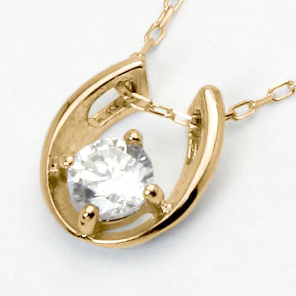 ダイヤモンド ホースシュー 馬蹄 ネックレス ネックレス k18 18k 18金 イエローゴールド レディース 送料無料 4月誕生石 プレゼント 自分買い puの画像